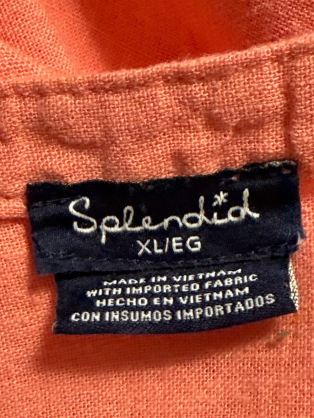 Splendid Coral Linen Blend Short Sleeve Top XL Womens Relaxed Fit - Picture 3 of 6